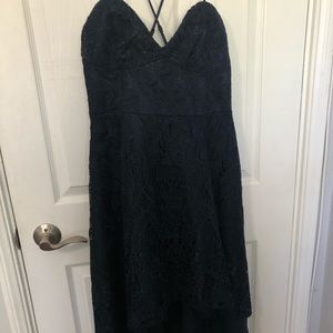 Navy blue dress not stretchable